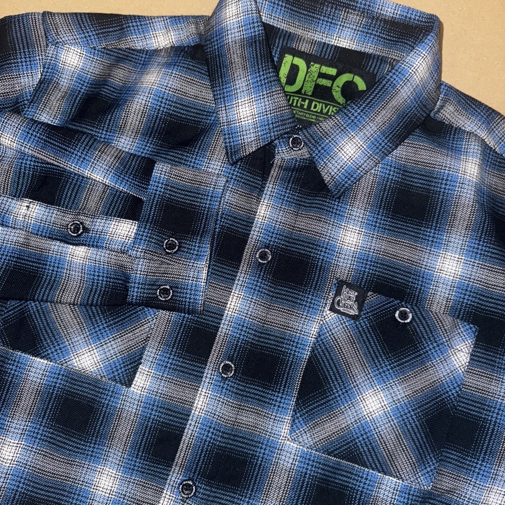 Dixxon Flannel‎ Shirt DFC Youth XL West Coast Customs Blue Plaid